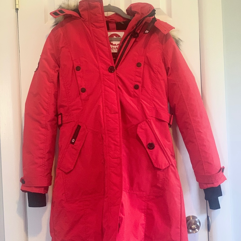 Almost brand new canada goose red coat.
